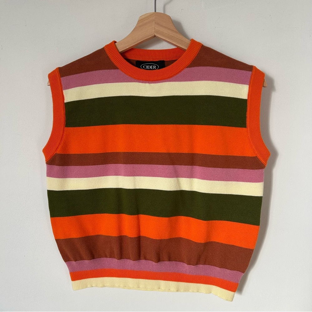 CIDER MULTICOLOR STRIPED TANK TOP SIZE L